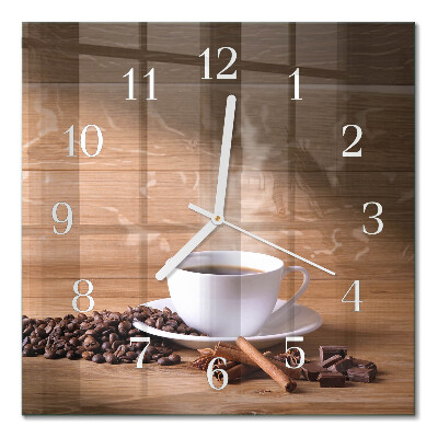 Vierkante glas klok Koffie