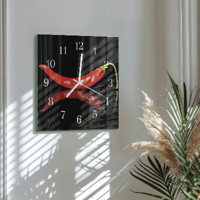 Decoratieve glazen klok vierkant Chilipepers