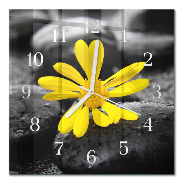 Decoratieve glazen klok vierkant Bloem