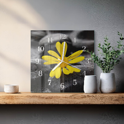 Decoratieve glazen klok vierkant Bloem