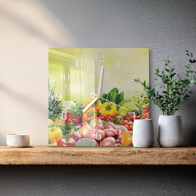 Decoratieve glazen klok vierkant Groenten
