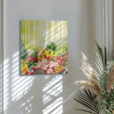 Decoratieve glazen klok vierkant Groenten