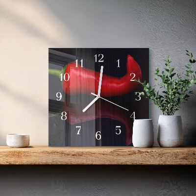 Moderne wandklok glas vierkant Chilipepers