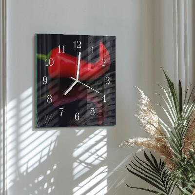 Moderne wandklok glas vierkant Chilipepers