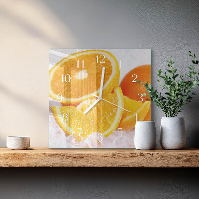 Moderne wandklok glas vierkant Sinaasappels