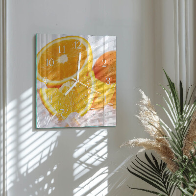 Moderne wandklok glas vierkant Sinaasappels