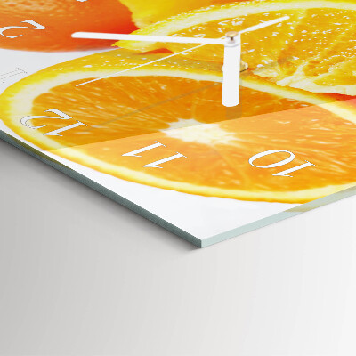 Moderne wandklok glas vierkant Sinaasappels