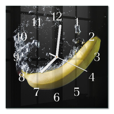 Vierkante glas klok Banaan