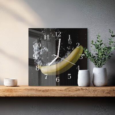 Vierkante glas klok Banaan
