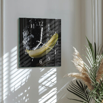 Vierkante glas klok Banaan