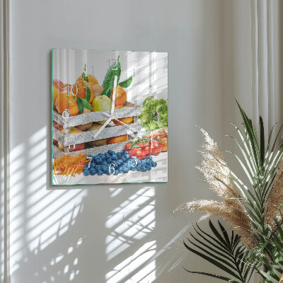 Decoratieve glazen klok vierkant Groenten