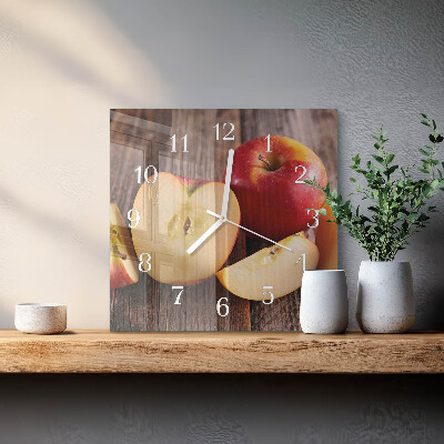 Vierkante glazen wandklok Appel