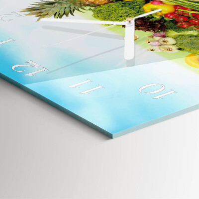 Moderne wandklok glas vierkant Groenten en fruit