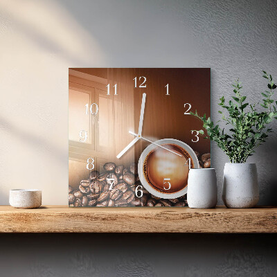 Decoratieve glazen klok vierkant Koffie