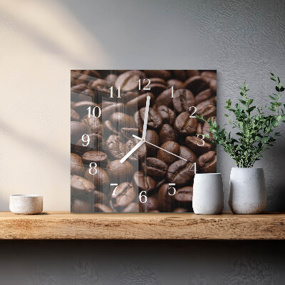 Moderne wandklok glas vierkant Koffiebonen