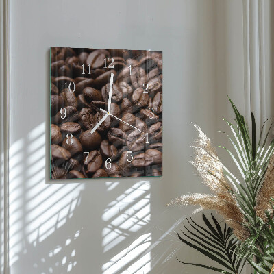 Moderne wandklok glas vierkant Koffiebonen
