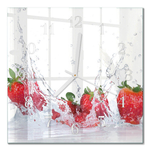 Vierkante glas klok Aardbei