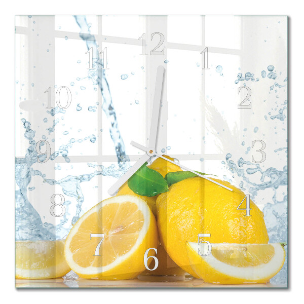 Vierkante glazen wandklok Citrus