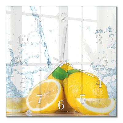 Vierkante glazen wandklok Citrus