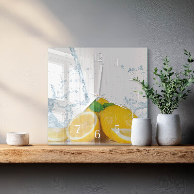 Vierkante glazen wandklok Citrus
