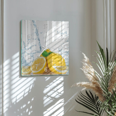 Vierkante glazen wandklok Citrus