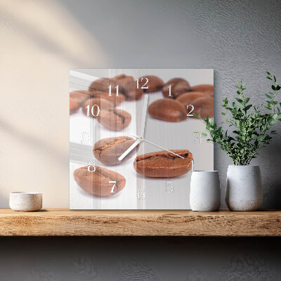 Moderne wandklok glas vierkant Koffiebonen