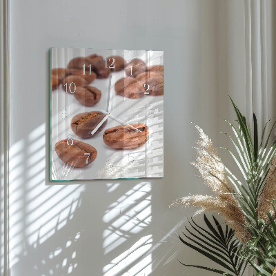 Moderne wandklok glas vierkant Koffiebonen