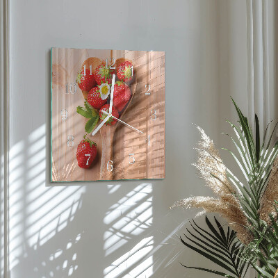 Decoratieve glazen klok vierkant Aardbei