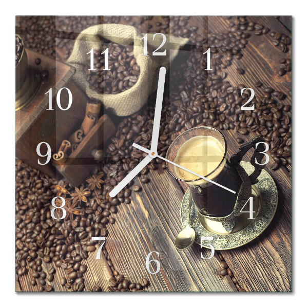 Vierkante glazen klok Koffie