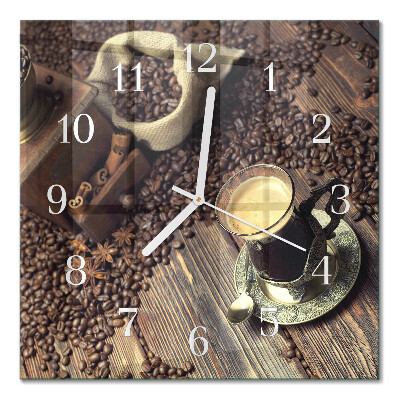 Vierkante glazen klok Koffie