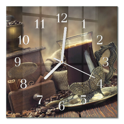 Moderne wandklok glas vierkant Koffie