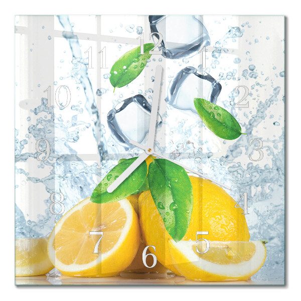 Vierkante glazen wandklok Citrus