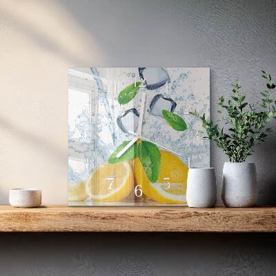 Vierkante glazen wandklok Citrus