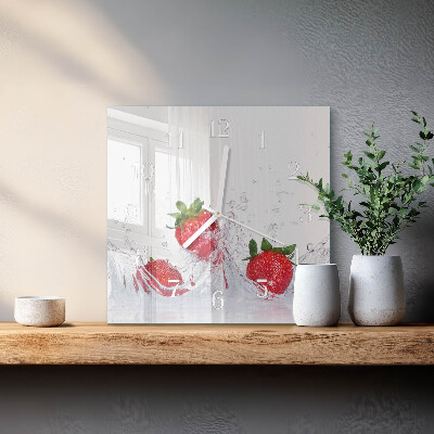 Decoratieve glazen klok vierkant Aardbei