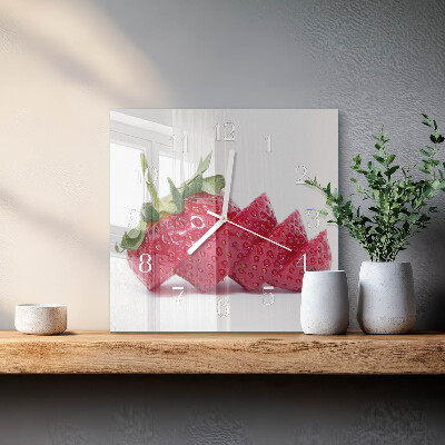 Vierkante glas klok Aardbei