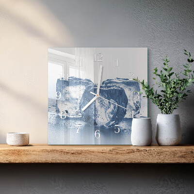 Moderne wandklok glas vierkant Ijs