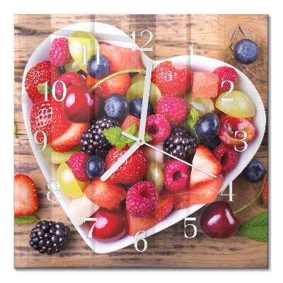 Decoratieve glazen klok vierkant Fruit