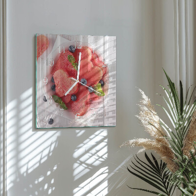 Vierkante glas klok Watermeloenhart