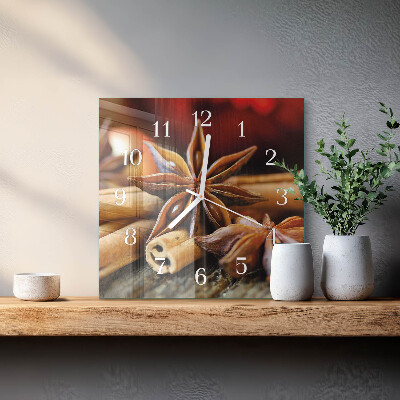 Moderne wandklok glas vierkant Anijs kaneel
