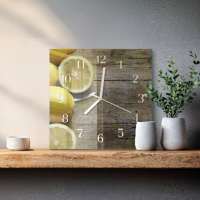 Moderne wandklok glas vierkant Sappige citroenen