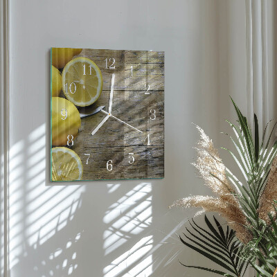Moderne wandklok glas vierkant Sappige citroenen