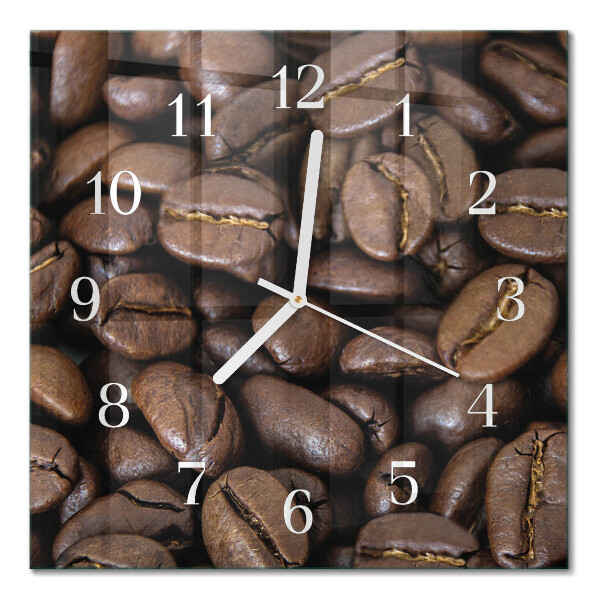 Moderne wandklok glas vierkant Koffie