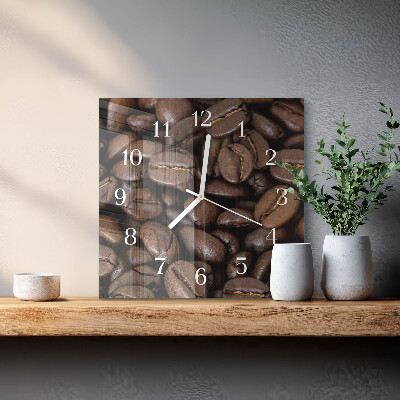 Moderne wandklok glas vierkant Koffie