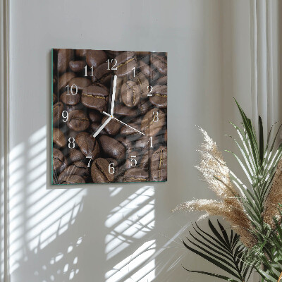 Moderne wandklok glas vierkant Koffie