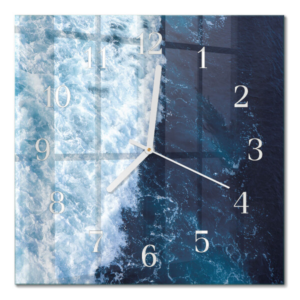 Moderne wandklok glas vierkant Oceaangolven