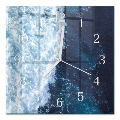 Moderne wandklok glas vierkant Oceaangolven