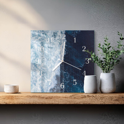 Moderne wandklok glas vierkant Oceaangolven
