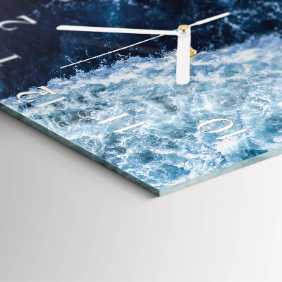 Moderne wandklok glas vierkant Oceaangolven