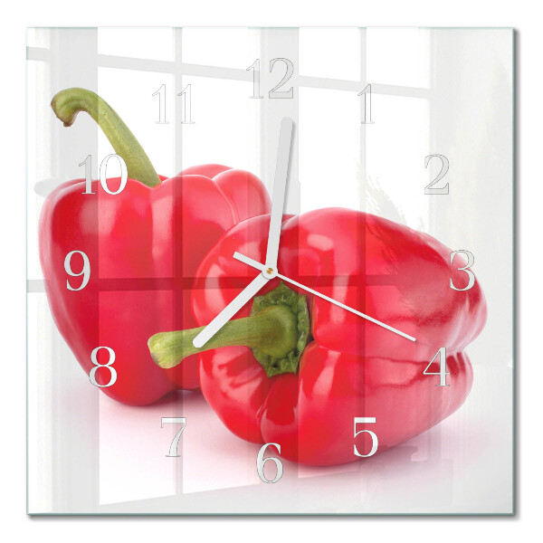 Vierkante glas klok Peper