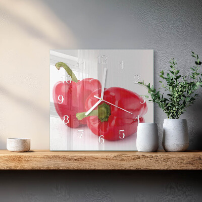 Vierkante glas klok Peper